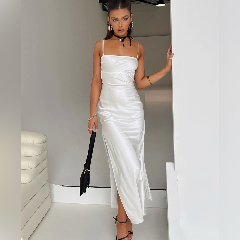 PRINCESS POLLY white leyana midi dress